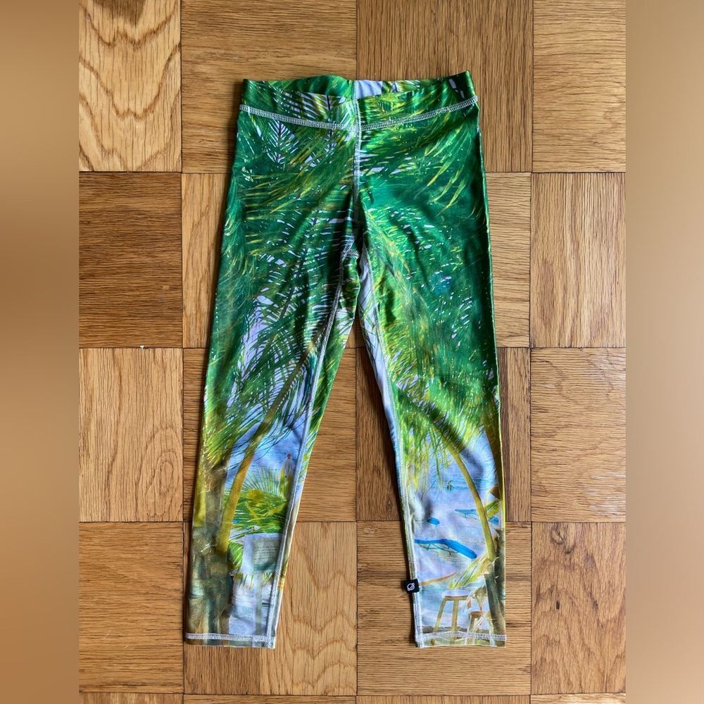 Zara Terez tropical beach print cropped workout leggings, XS, EUC
